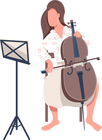 Lady Playing Cello Illustration
