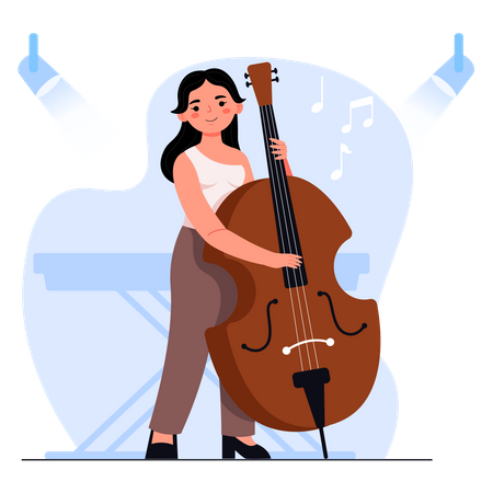 Lady Playing Cello Illustration