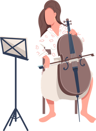 Lady Playing Cello  Illustration