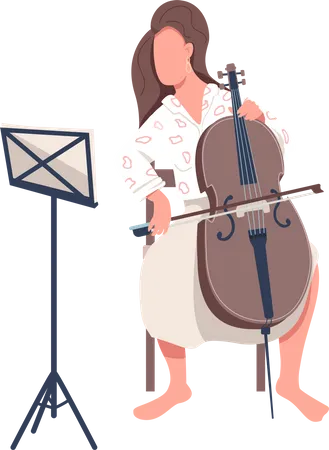 Lady Playing Cello  Illustration