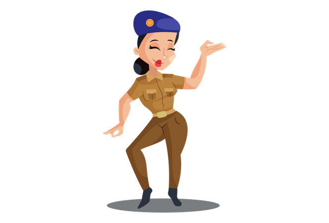 Lady Police Dancing  Illustration