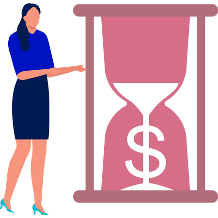 Lady presenting business sandglass  Illustration