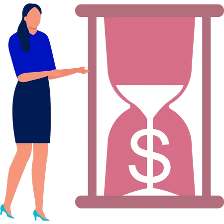 Lady presenting business sandglass  Illustration