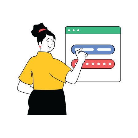 Lady presenting website login id and password  Illustration