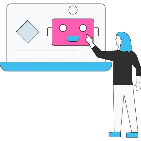 Lady programming robotic technology Illustration
