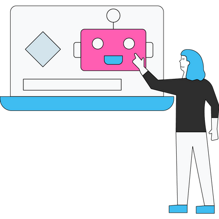 Lady programming robotic technology  Illustration