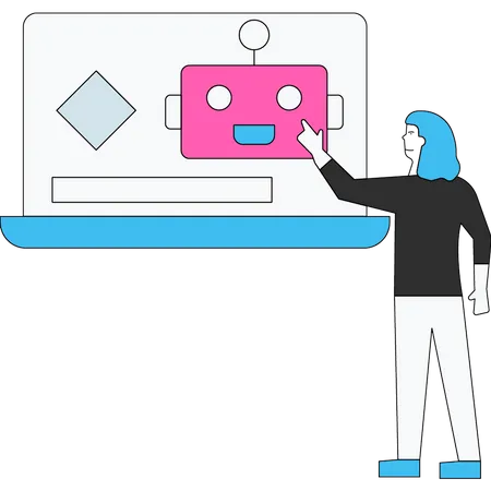 Lady programming robotic technology  Illustration