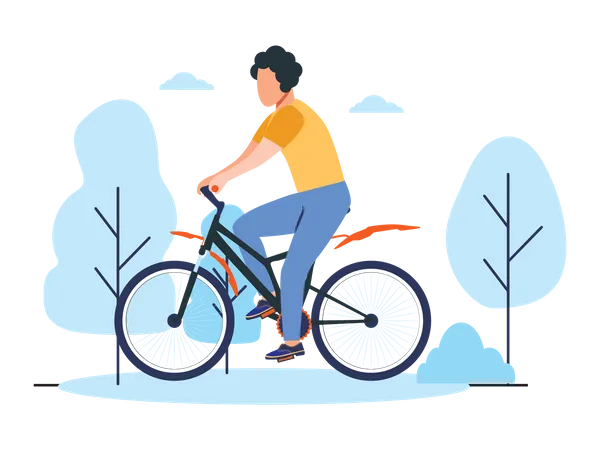 Lady Riding Bicycle  Illustration