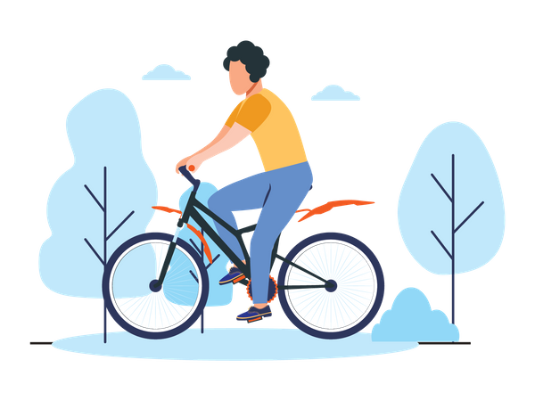 Lady Riding Bicycle  Illustration