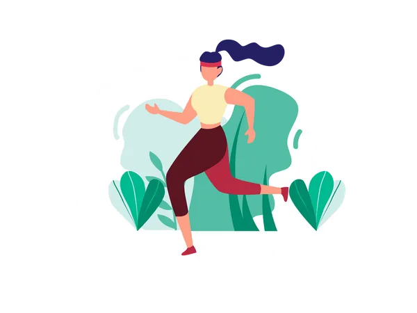 Lady running in park Illustration
