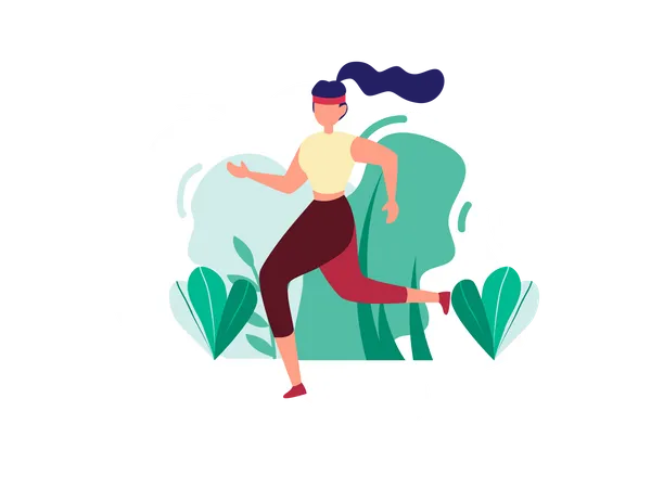 Lady running in park  Illustration