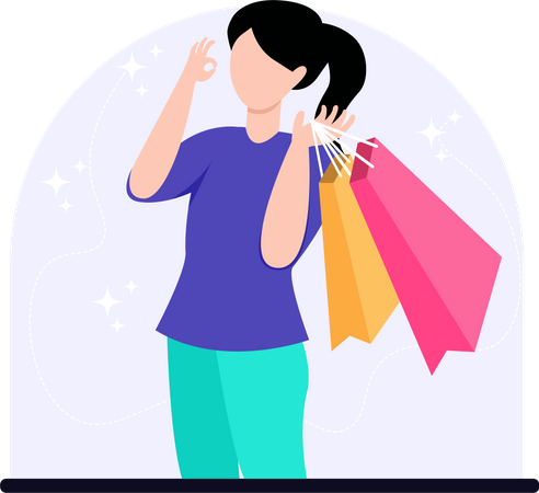 Lady Shopping  Illustration