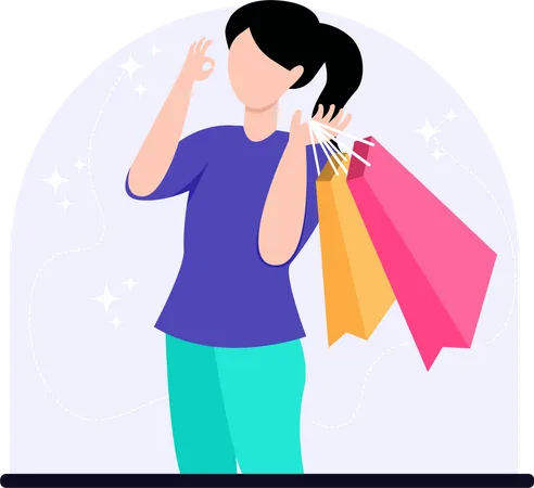 Lady Shopping  Illustration