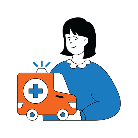 Lady showing ambulance  Illustration