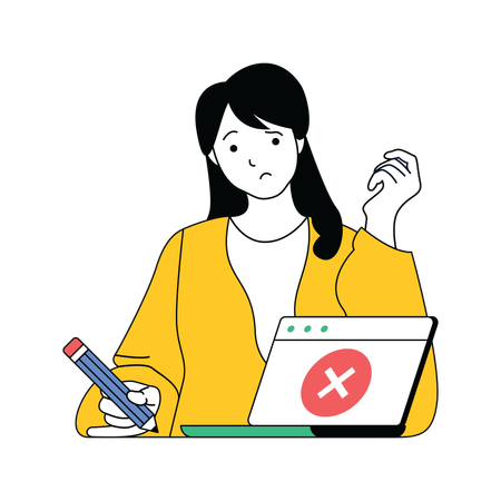 Lady showing blocked website  Illustration