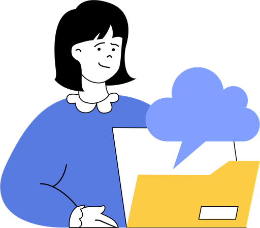 Lady showing cloud folder  Illustration