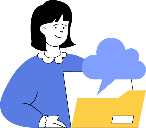 Lady showing cloud folder  Illustration