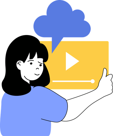 Lady showing cloud video on website  Illustration