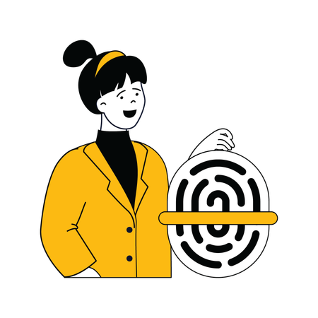 Lady showing fingerprint authentication  Illustration