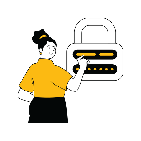 Lady showing user authentication  Illustration