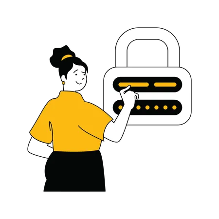 Lady showing user authentication  Illustration
