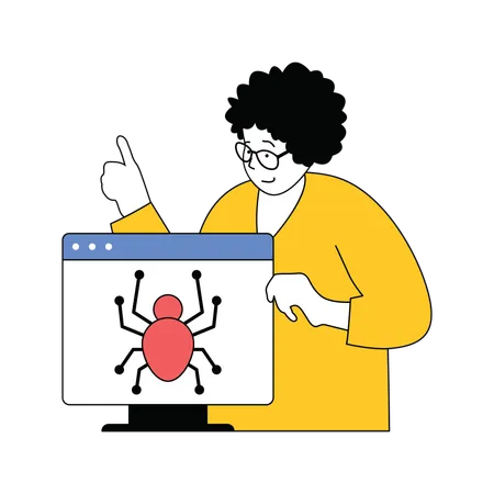 Lady showing website virus  Illustration