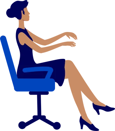 Lady Sitting In Office Chair Semi Flat Color Vector Character Posing Figure Full Body Person On White Secretary Occupation Simple Cartoon Style Illustration For Web Graphic Design And Animation Illustration