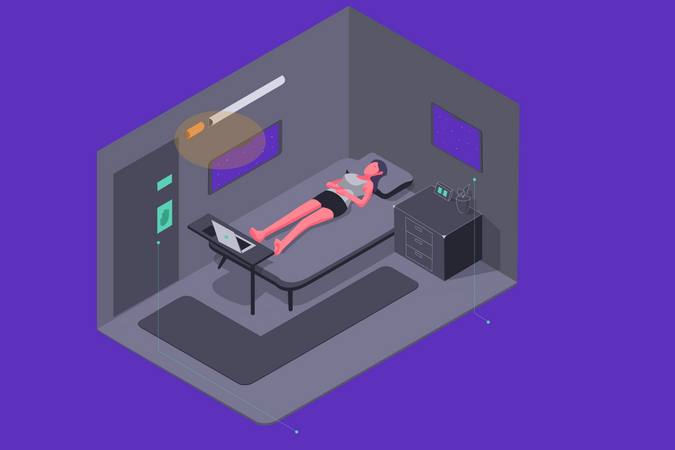 Lady sleeping in Smart room  Illustration