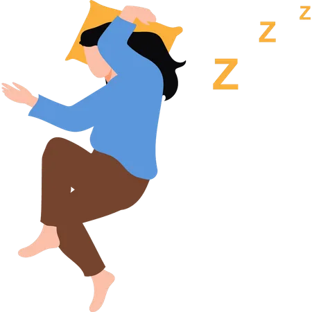 The Girl Is Sleeping At Night Illustration