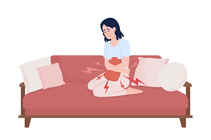 Lady suffering from menstrual pain Illustration
