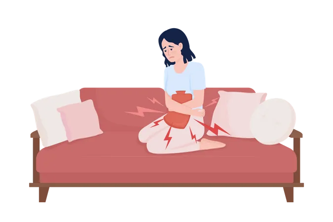 Lady suffering from menstrual pain  Illustration