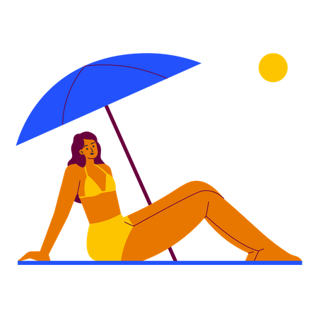 Lady Sunbathing  Illustration