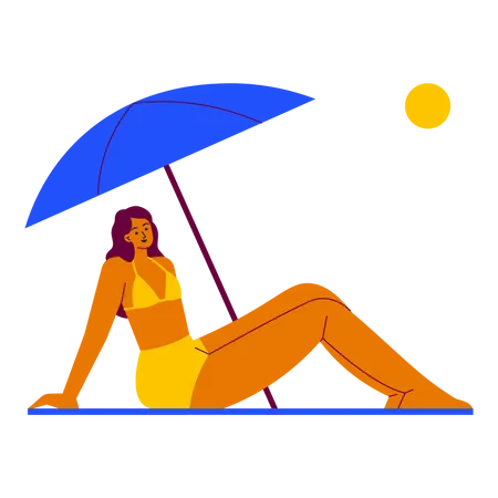Lady Sunbathing  Illustration