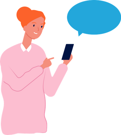 Lady Talking On Smartphone Illustration