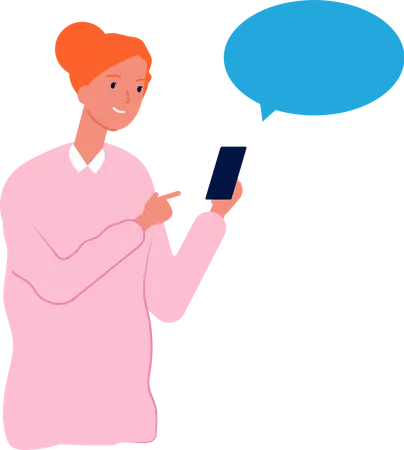 Lady Talking On Smartphone  Illustration