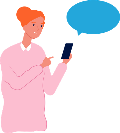 Lady Talking On Smartphone  Illustration