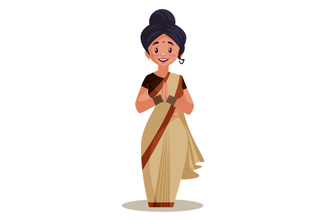 Lady teacher with Namaste Hand gesture  Illustration