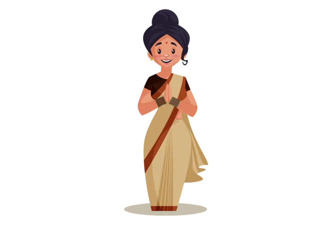 Lady teacher with Namaste Hand gesture  Illustration