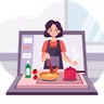 illustration online cooking video