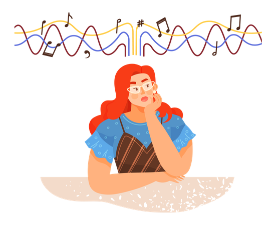 Lady thinks about music  Illustration