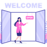 lady welcoming illustration svg