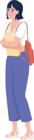 Lady with book and backpack  Illustration