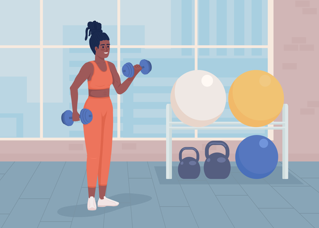 Lady with dumbbells  Illustration