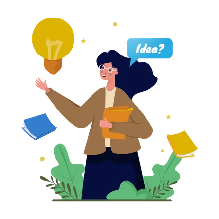 Lady With Educational Idea  Illustration