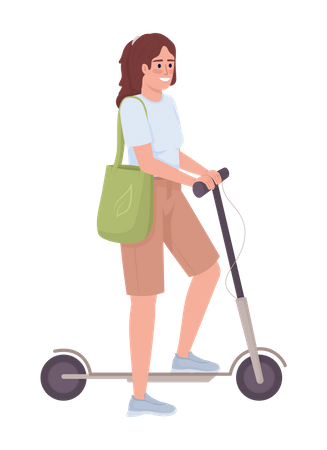 Lady with electric scooter Illustration