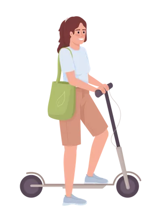 Lady with electric scooter Illustration