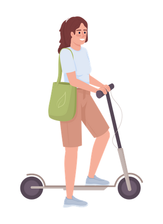 Lady with electric scooter  Illustration