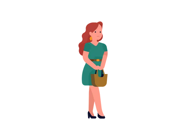 Lady with hang bag Illustration