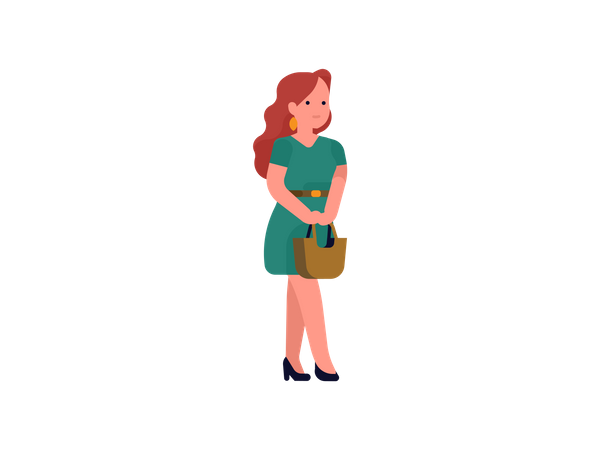 Lady with hang bag  Illustration