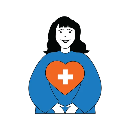 Lady with happy heart  Illustration